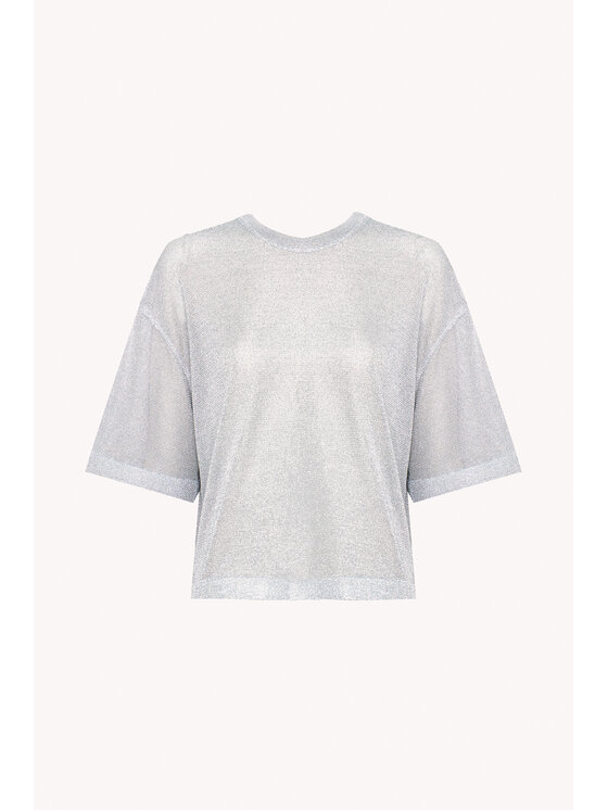 Epuzer Epuzer T-Shirt Metallic mesh Srebrny Standard Fit