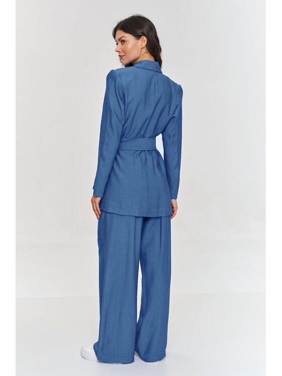 Makadamia Makadamia Garnitur m883 Niebieski Loose Fit