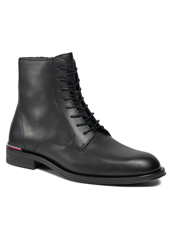 Tommy Hilfiger Tommy Hilfiger Ботуши Core Rwb Hilfiger Lth Lce Boot FM0FM05030 Черен
