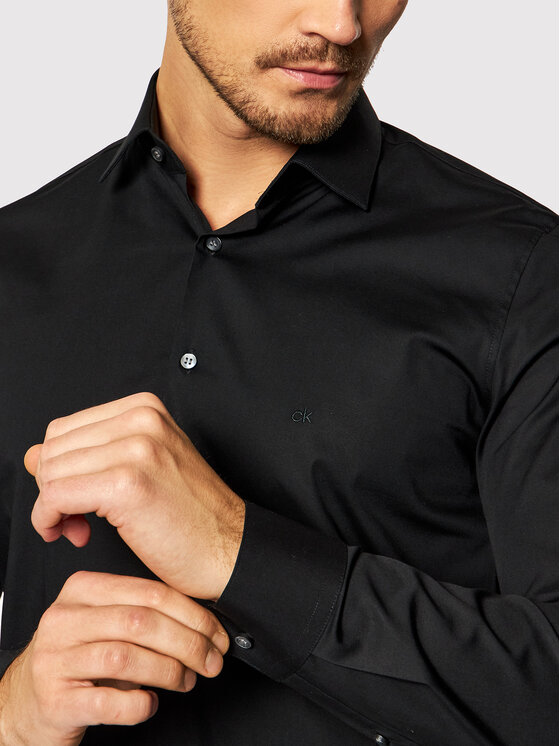 Calvin Klein Calvin Klein Košeľa Poplin K10K108229 Čierna Slim Fit