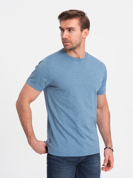 Ombre Ombre T-Shirt OM-TSFP-0185 Modrá Regular Fit