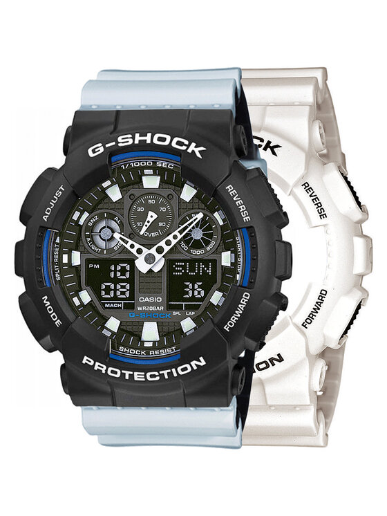 Casio Casio Zegarek SET GA-100B-7AER + BEZEL 10508136 + PASEK 10527469 Biały