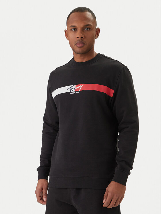 Tommy Jeans Tommy Jeans Džemperis Sign Stripe DM0DM23019 Juoda Regular Fit