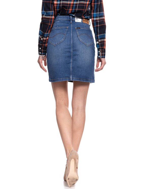 Lee Lee Spódnica mini A LINE SKIRT Niebieski Regular Fit
