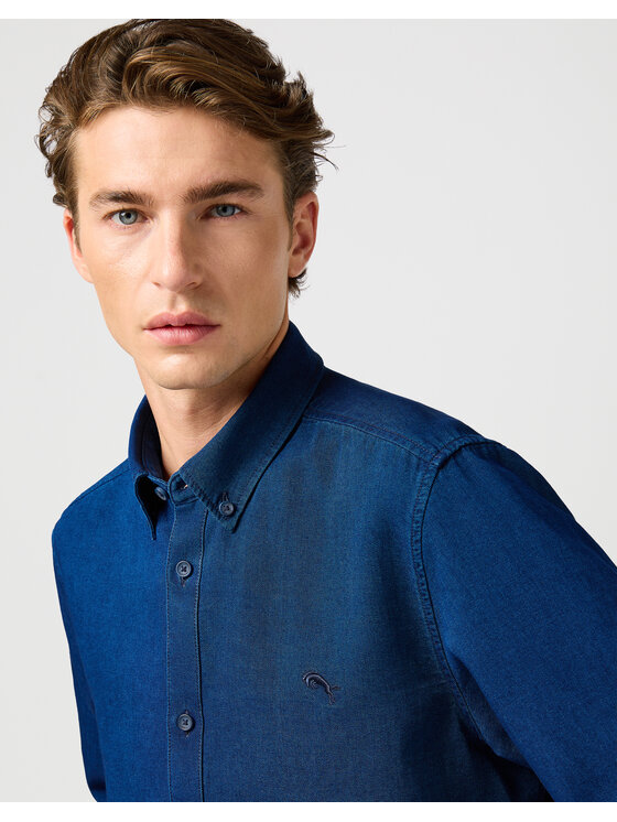 Wrangler Wrangler Koszula 112364234 OXFORD SHIRT Granatowy Regular Fit