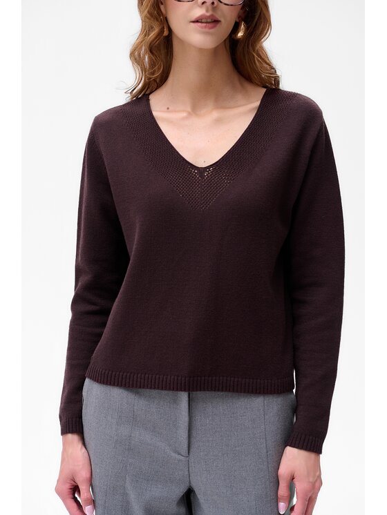 blue shadow blue shadow Sweter Qwin Brązowy Regular Fit