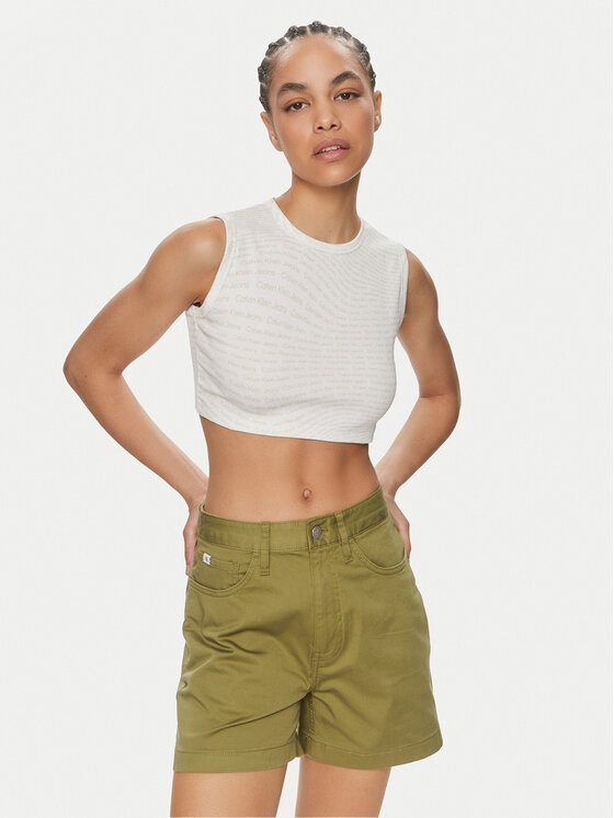 Calvin Klein Jeans Top J20J223163 Biela Slim Fit