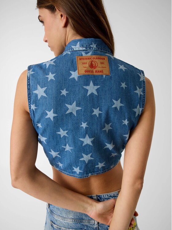 Guess Jeans Guess Jeans Top 182504 Modrá Classic Fit