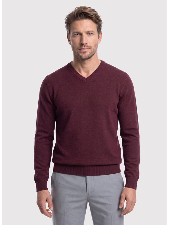 Pako Lorente Pako Lorente Sweter P26WB-2X-003 Bordowy Straight Fit