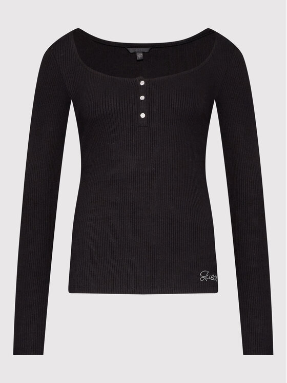 Guess Guess Bluse W2YP46 KBCO2 Schwarz Slim Fit