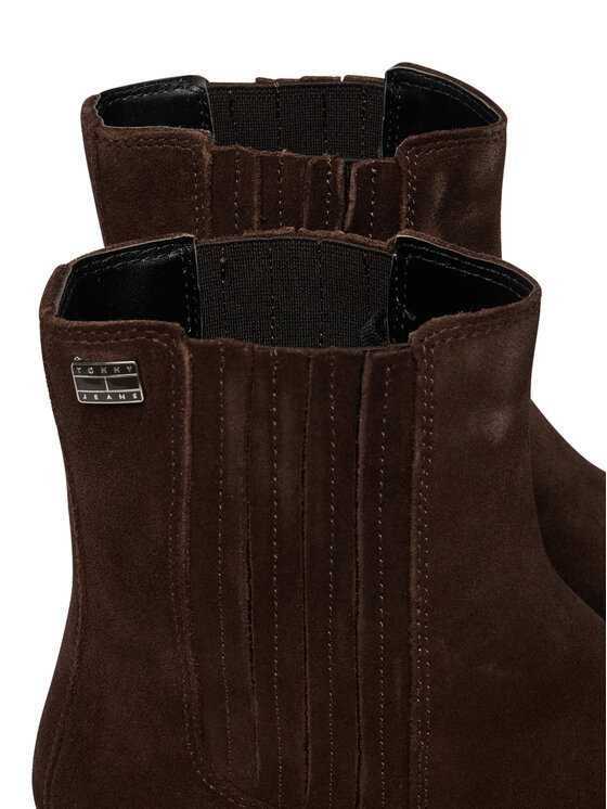 Tommy Jeans Tommy Jeans Μποτάκια Tjw Suede Cowboy Boots EN0EN03142 Σκούρο καφέ