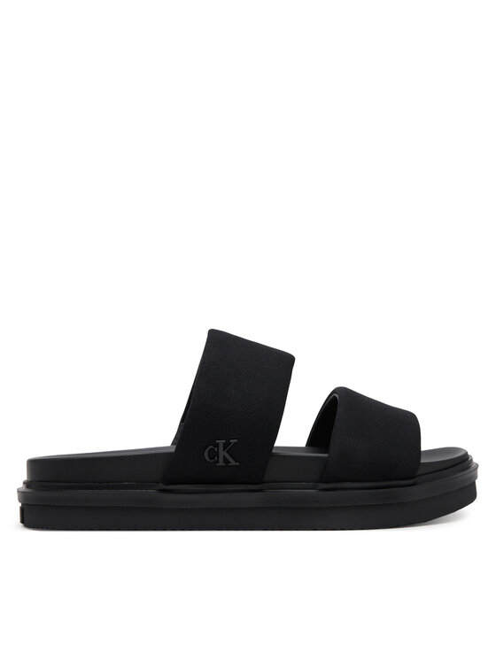 Calvin Klein Jeans Šľapky Flat Molded Dbl Bar Sandal Cv YM0YM01222 Čierna