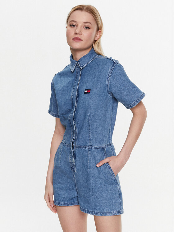 Damski Kombinezon Tommy Jeans, Rozmiar M, Niebieski, Badge DW0DW15187