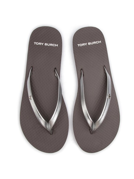 Tory Burch Tory Burch Šlepetės per pirštą Metallic Leather Flip Flop 54890 Sidabrinė