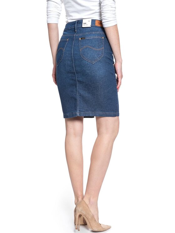 Lee Lee Spódnica mini PENCIL SKIRT Niebieski Regular Fit