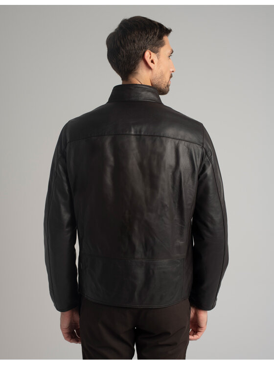 Borgio Borgio Kurtka skórzana salandra_br Brązowy Slim Fit