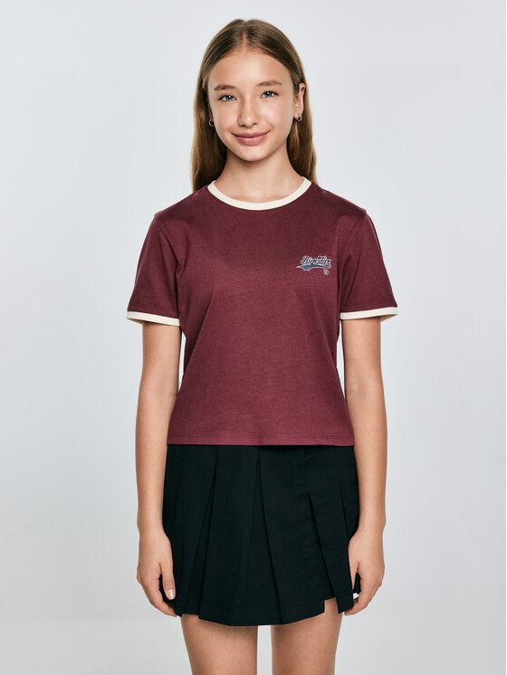 BIG STAR BIG STAR T-Shirt KOLA Bordowy Basic Fit