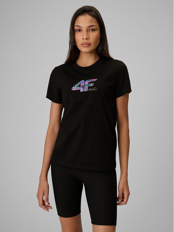 4F 4F T-Shirt TROPIC ORCHID Czarny Regular Fit