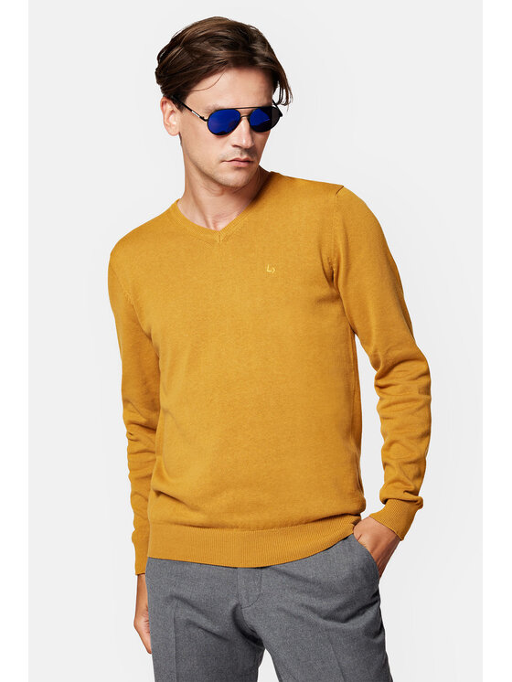 Lancerto Lancerto Sweter Anthony SW073223000054 Żółty Regular Fit