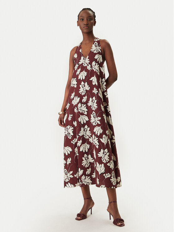 Vero Moda Vero Moda Sukienka letnia Jennifer 10341973 Bordowy Regular Fit