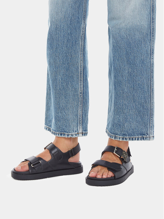 Tommy Hilfiger Tommy Hilfiger Сандали Th Hardware Lthr Sporty Sandal FW0FW07736 Черен