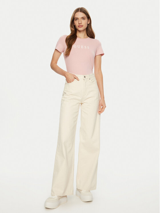 Guess Guess Majica O5RI01 KBBU1 Roza Slim Fit