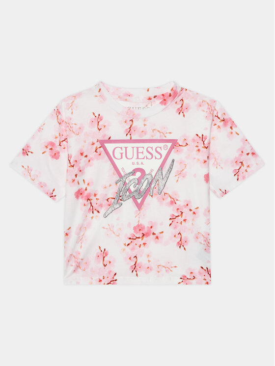 Guess Guess Tričko J4RI06 K6YW3 Ružová Boxy Fit
