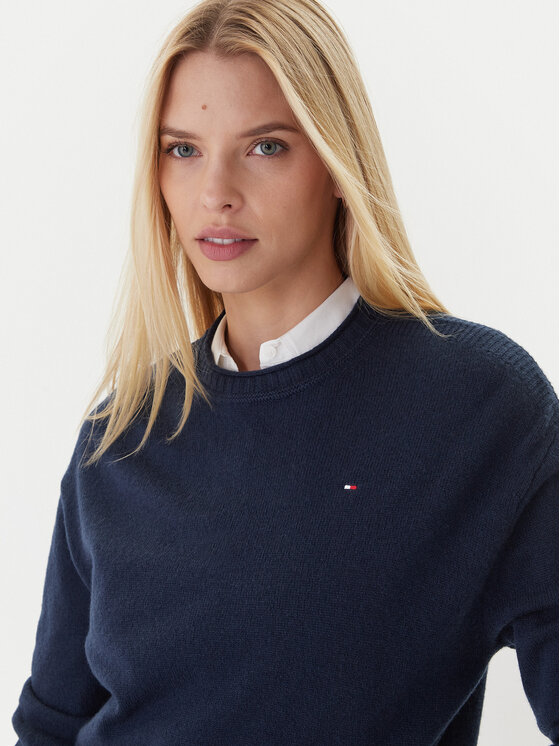 Tommy Hilfiger Tommy Hilfiger Sveter WW0WW46438 Tmavomodrá Regular Fit