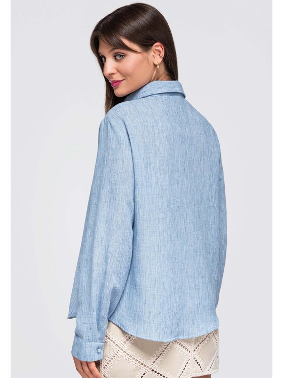 Ombre Ombre Koszula OW-SH-E0055 Niebieski Loose Fit
