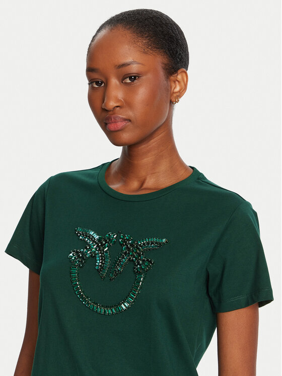 PINKO PINKO T-Shirt Quentin 100535 A2RN Zielony Regular Fit