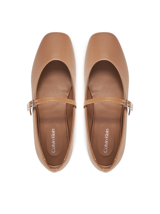 Calvin Klein Calvin Klein Balerinke Ballerina New Buckle - Lth HW0HW02483 Rjava