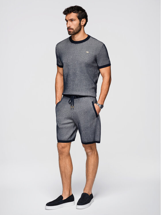 Ombre Ombre Szorty materiałowe OM-SRCS-0202 Granatowy Regular Fit