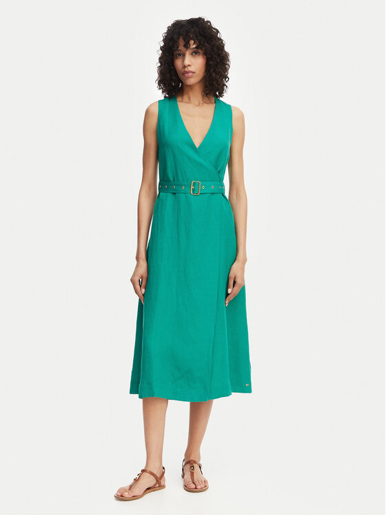 Tommy Hilfiger Tommy Hilfiger Vasarinė suknelė WW0WW48951 Žalia Regular Fit