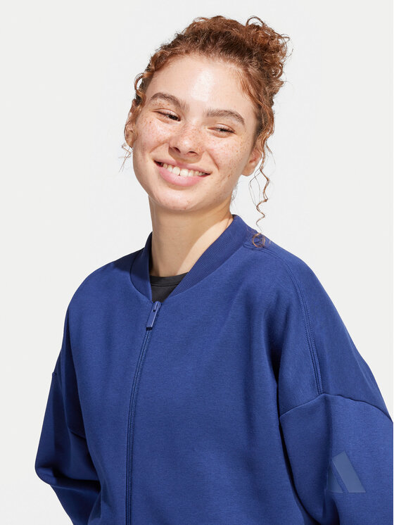 adidas adidas Bluză Essentials Contemporary Logo JD9968 Bleumarin Loose Fit