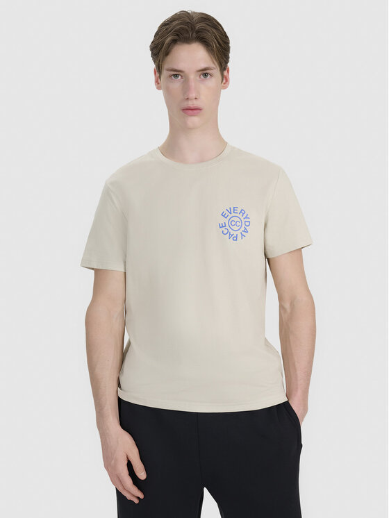 4F 4F T-Shirt A NEW ROAD AHEAD Beżowy Regular Fit
