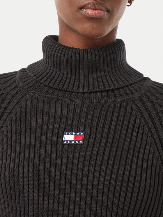 Tommy Jeans Tommy Jeans Плетена рокля Badge DW0DW23324 Черен Slim Fit