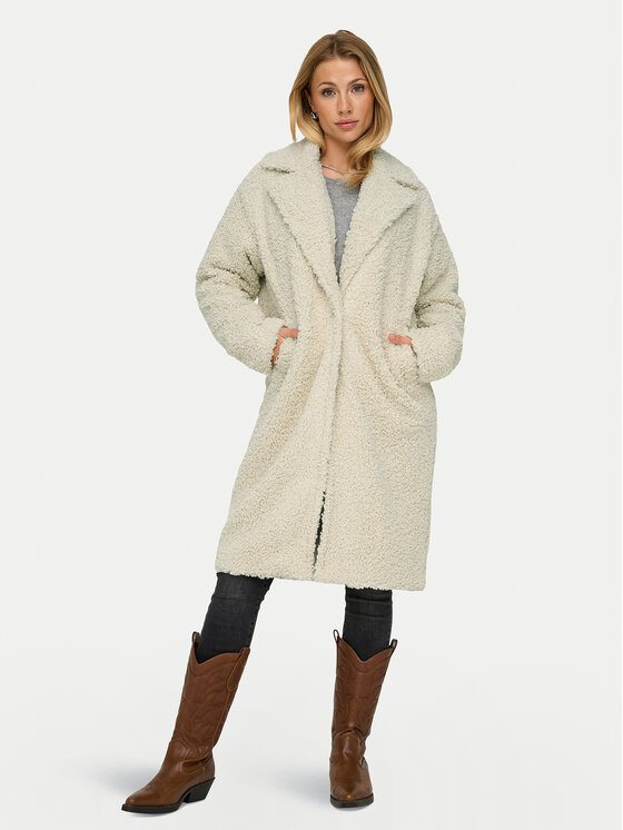 ONLY ONLY Kożuch Catalina 15322420 Beżowy Regular Fit