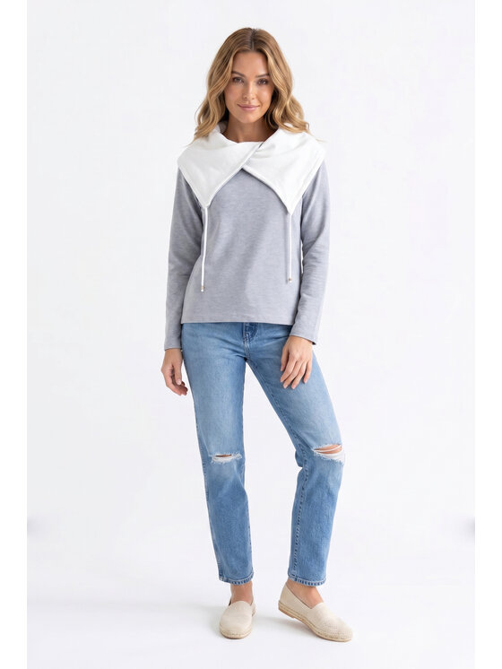 FIGL FIGL Mikina M1365 Sivá Regular Fit