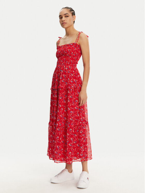 Tommy Jeans Tommy Jeans Rochie de vară DW0DW20339 Roșu Regular Fit