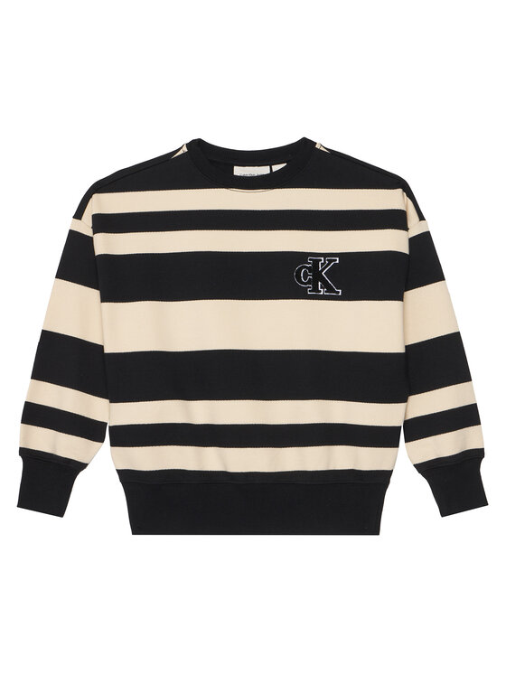 Calvin Klein Jeans Calvin Klein Jeans Mikina Striped Modern IB0IB02558 Černá Regular Fit