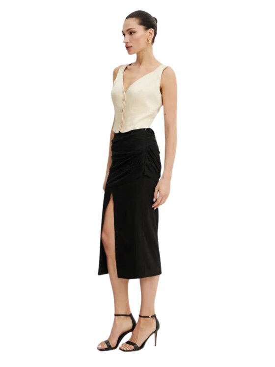 PINKO PINKO Spódnica midi Invisibile gonna lino stretch Czarny Regular Fit