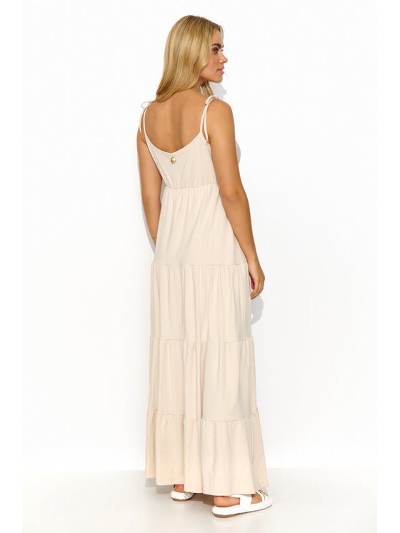 Makadamia Makadamia Sukienka letnia M821 Beżowy Comfortable Fit