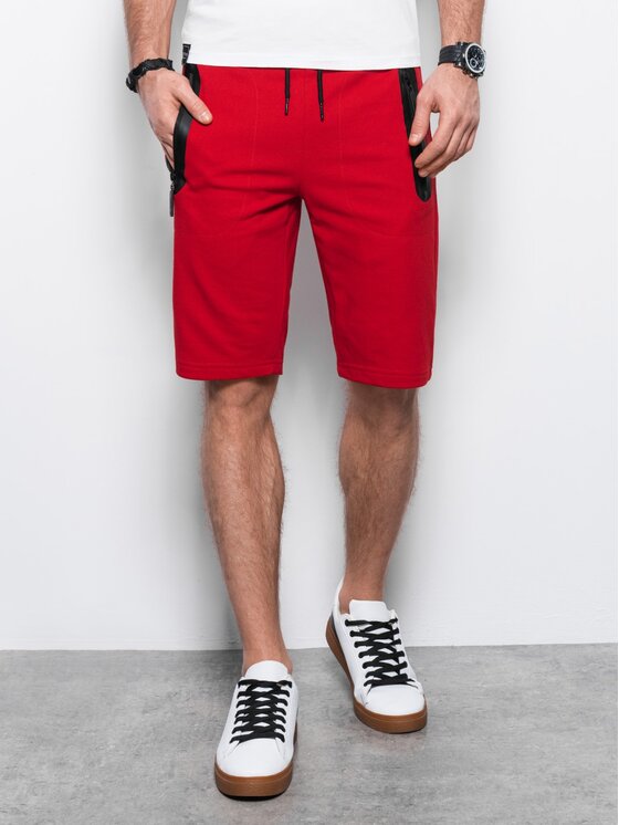 Ombre Ombre Szorty sportowe W239 Czerwony Regular Fit
