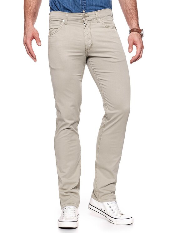 Wrangler Wrangler Spodnie materiałowe GREENSBORO Beżowy Straight Fit