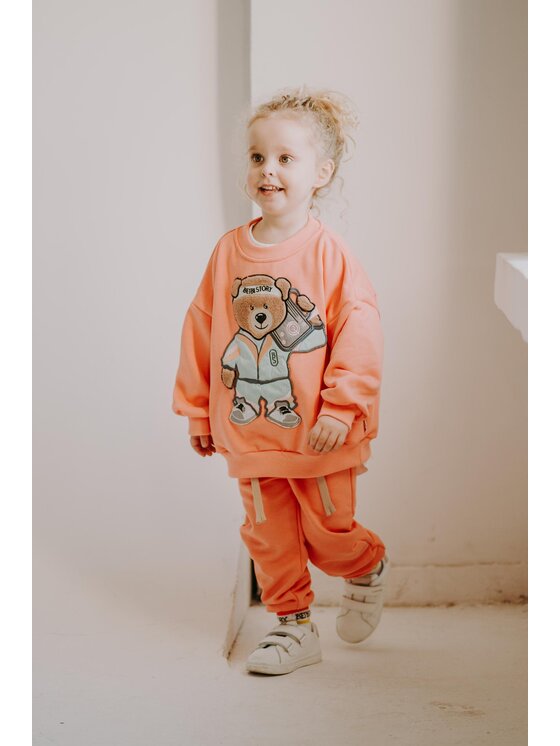 Bejbi Story Bejbi Story Bluza Bluza oversize Funky Teddy bez kaptura Pomarańczowy Oversize