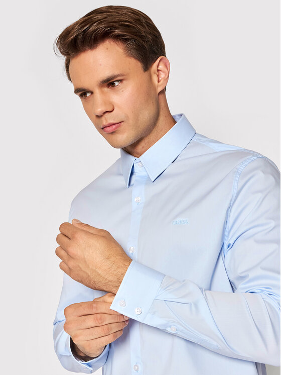 Guess Guess Košile Sunset M1YH20 W7ZK1 Světle modrá Slim Fit