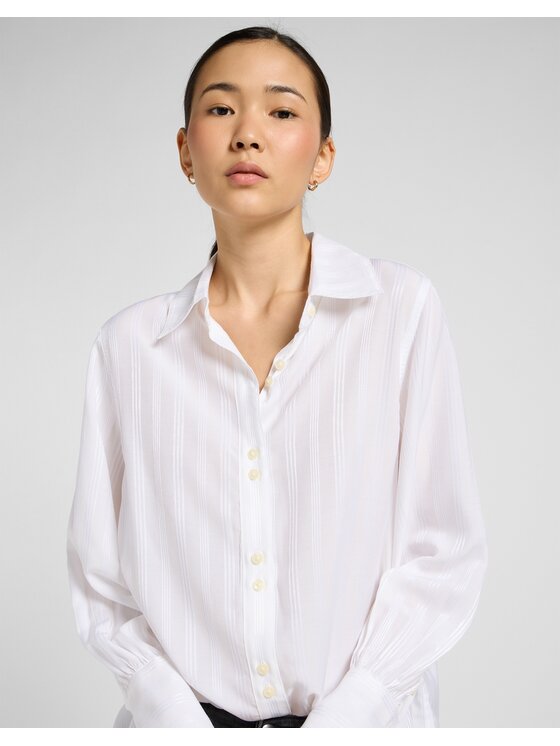 Lee Lee Koszula Balloon Sleeve Shirt Biały Loose Fit