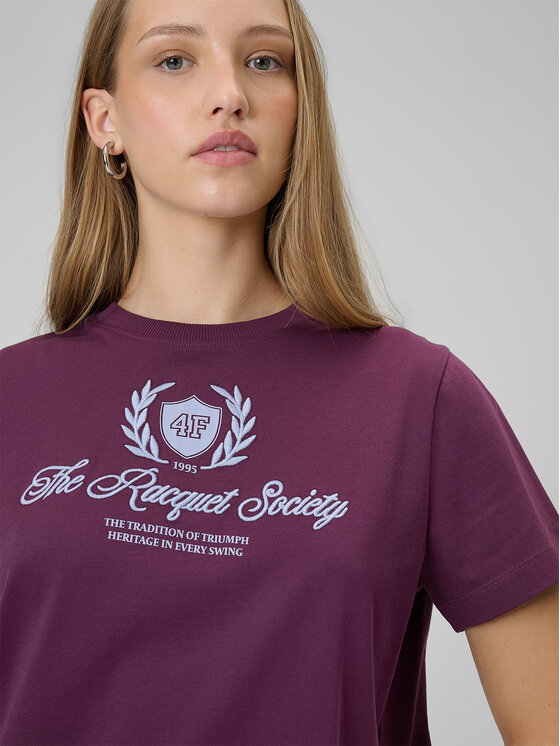 4F 4F T-Shirt SPORTS CLUB Bordowy Boxy Fit