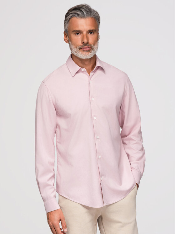 Ombre Ombre Koszula OM-SHCS-0190 Różowy jasny Regular Fit
