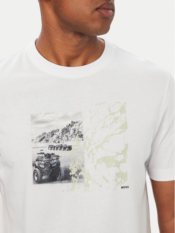 BOSS BOSS T-Shirt Te Motors 50566627 Biały Regular Fit